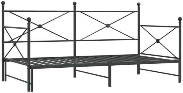 vidaXL Tagesbett Ausziehbar ohne Matratze Schwarz 100x190 cm Stahl 4104676