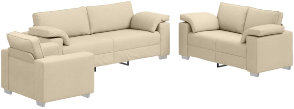 vidaXL Sofa 3 pcs Creme Leinenmischgewebe 3324665