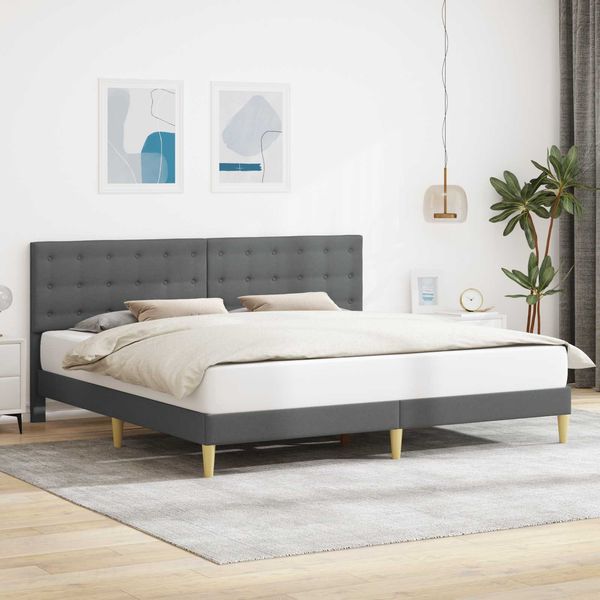vidaXL Bettrahmen mit Kopfteil Dunkelgrau 180 x 200 cm Stoff 42027810