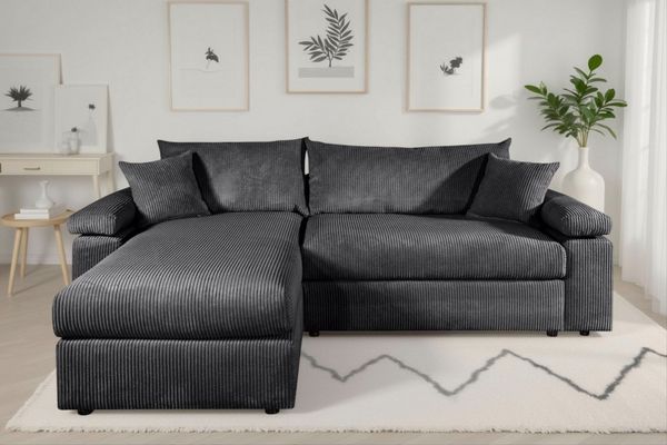 OTTO home Ecksofa Cosy L-Form, B: 234 cm, Sitzaufbau im Sandwich-Federkern, 2 Zierkissen, Mega-Sofa, Cord oder Struktur weich, Kaltschaumauflage