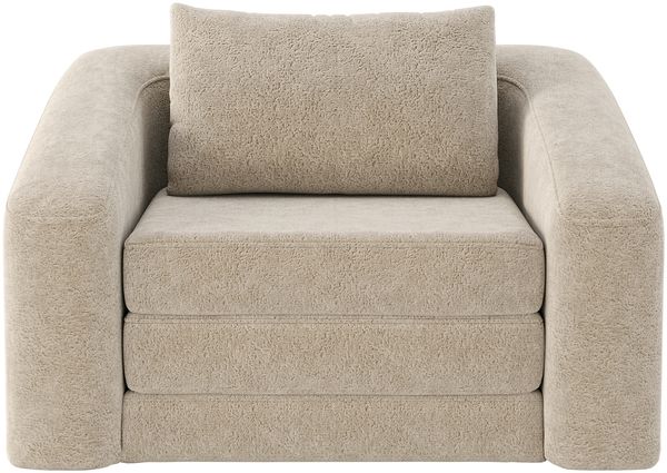 skølm 'Fjäll' Schlafsessel mit 1 Kissen, beige, Teddy-Bouclé Sessel ausklappbar, mit Liegefunktion, vakuumverpackt ohne Aufbau