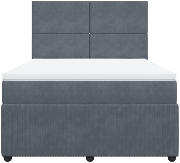 vidaXL Boxspringbett mit Matratze Dunkelgrau 140x200 cm Samt 3292353 Bild 3