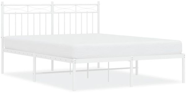 vidaXL Bettgestell mit Kopfteil, Metall, Weiß, 135x190 cm