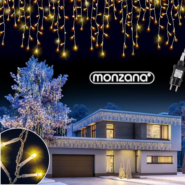 Deuba Lichterkette 15m 400 LED Innen & Außen Warmweiß Regenlichterkette Weihnachten Deko Regen