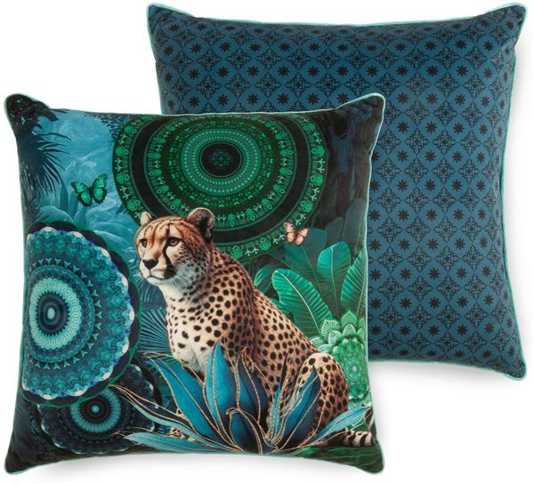 hip Polyvelvet Dekokissen 48 X 48 cm Nyah mandalas & leopard bunt