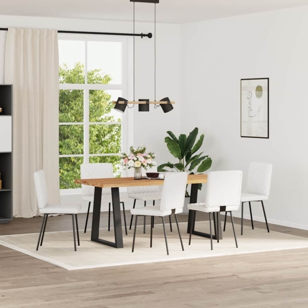 vidaXL Esszimmerstühle 6 Stk. Weiß Kunstleder 3315489