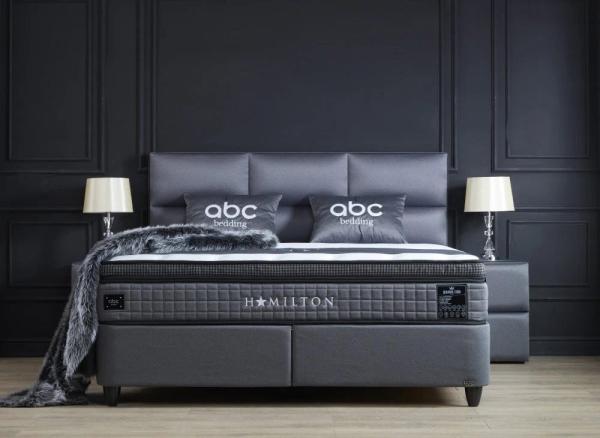 abc bedding Boxspringbett HAMILTON Voll-orthopädisches Komfortbett in Anthrazit, Funktionsbett mit Bettkasten