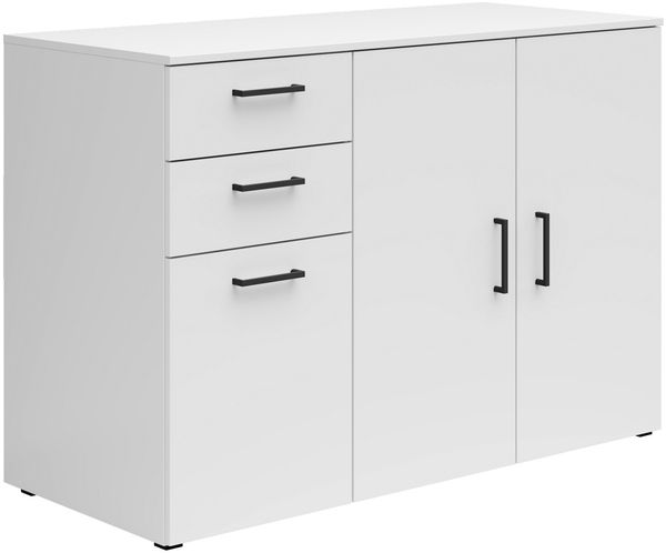 Carryhome 'MULTISTAURAUM' Kommode mit 3 Türen und 2 Schubladen, Holznachbildung Weiß, 120 x 83 x 52 cm
