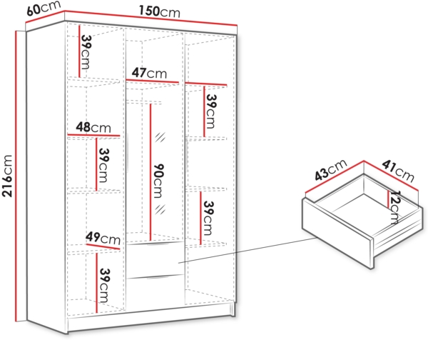 Kleiderschrank Conate II (Farbe: Schwarz) Bild 4