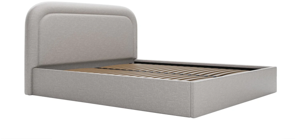 Vente-unique - Bett mit Bettkasten - 140 x 190 cm - Melierter Stoff - Hellgrau + Matratze - FIREZA Bild 3