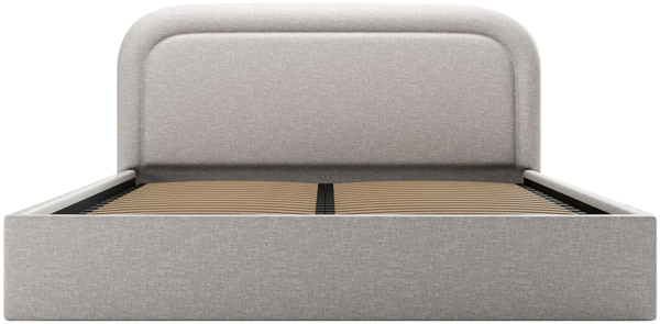 Vente-unique - Bett mit Bettkasten - 140 x 190 cm - Melierter Stoff - Hellgrau + Matratze - FIREZA Bild 4