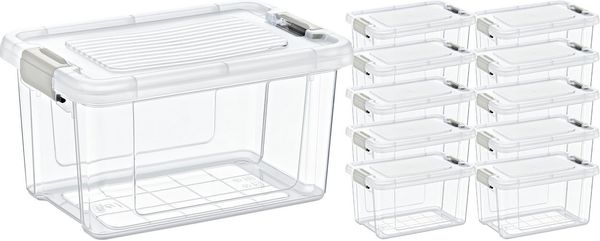 Koopman Aufbewahrungsbox Stapelbox Kunststoff 18x12 cm Deckel 10 / 20 er Set (10 St), 10er Set, Deckel, Kunststoff, Kleinteile, Vorratsbox