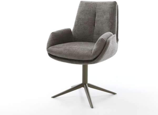 Drehstuhl Clea-Flex Bouclé Soft Schlamm Fußkreuz Effektfinish Titan 360° drehbar Wippfunktion