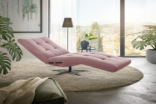 KAWOLA Relaxliege LETICIA motorisch Feincord rosa 115 x 156 x 82 cm