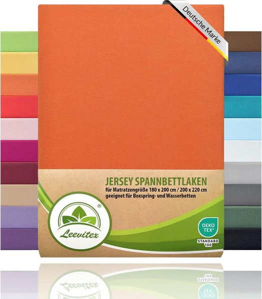 leevitex® Spannbettlaken Spannbettlaken Boxspringbett & Wasserbett Spannbettlaken 150 g/m², Gummizug: rundum, Mako-Baumwolle, ÖkoTex, 180x200 – 200x220 cm + 40 cm Steg