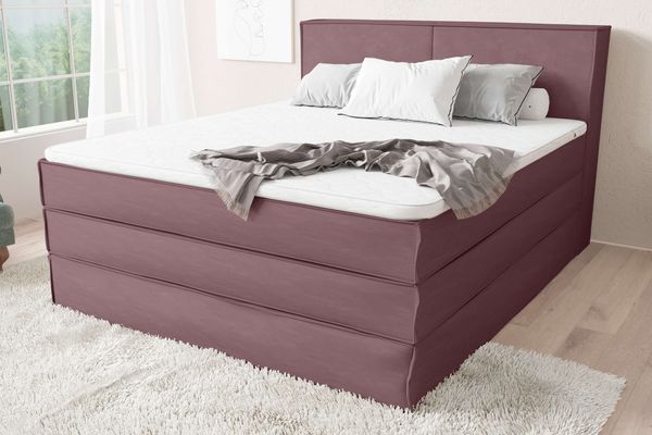 99rooms Santiago Boxspringbett Pastellrosa Velours SORO 140x200 cm Bonell-Federung