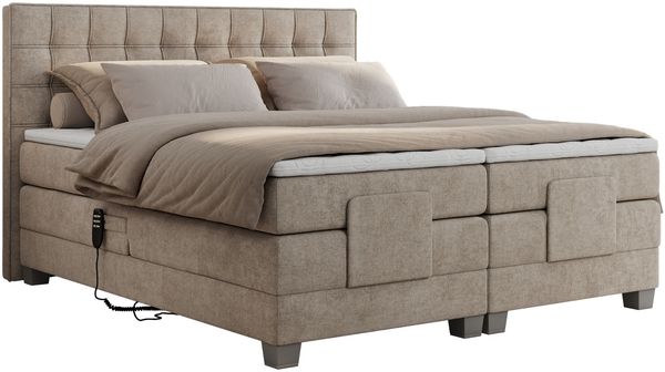 Boxspringbett elektrisch verstellbar, Schlafzimmerbett, Bettkasten - ELEKTRO - 140 x 200 cm - Beige Stoff - H3 Bild 4