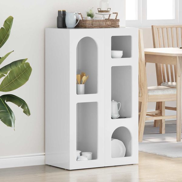 vidaXL Sideboard ELST Hochglanz Weiß 59 x 35 x 100,5 cm Holzwerkstoff 891338