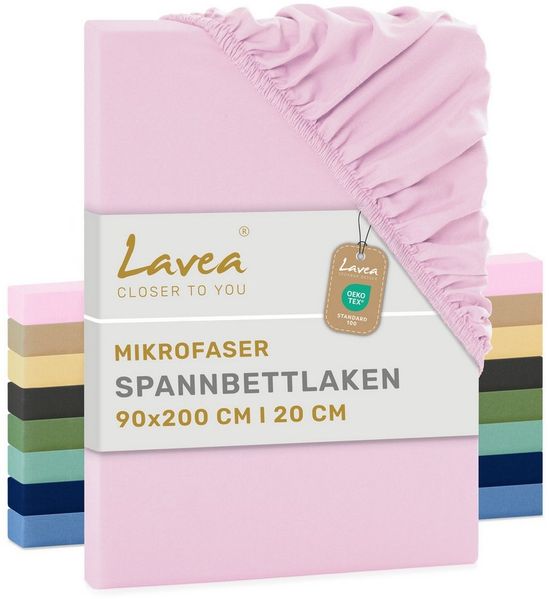 Lavea Spannbettlaken Bettlaken, Spannlaken Mikrofaser, 180x200cm, 200x200cm, (2 Stück), kühlend & atmungsaktiv, schnelltrocknend, weich, pflegeleicht