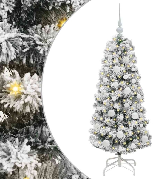 vidaXL Künstlicher klappbarer Weihnachtsbaum Grün und Weiß 120 cm 3395580