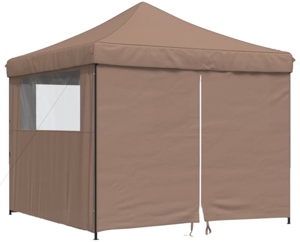 vidaXL Pop-Up Partyzelt, faltbar, Stahl / PE, Braun, mit 4 Seitenteilen, 315 x 292 x 292 cm
