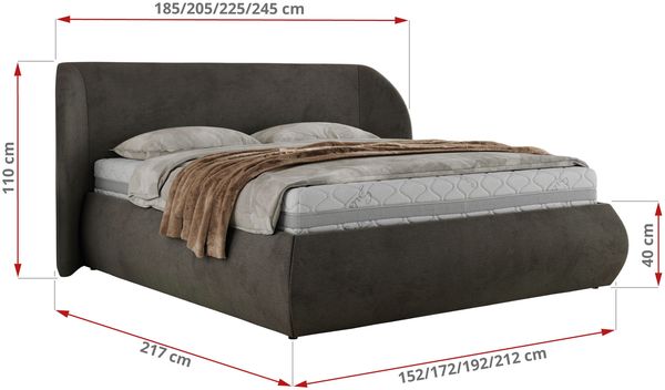 Polsterbett mit Lattenrost, Doppelbett Bettkasten, Bettgestell mit Gasdruckfeder Pocket Matratze - CAELA CLASSIC - 200 x 200 cm - Dunkelgrau Velvet - VIRE LUX Bild 4