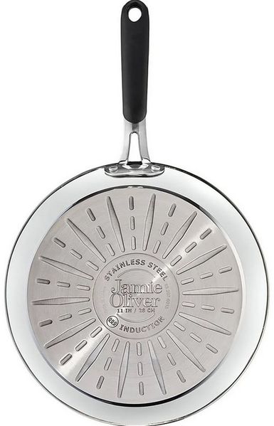 Tefal Bratpfanne Tefal by Jamie Oliver Edelstahl Pfanne 28cm & 24cm Hochglanzpolierter Edelstahl Induktionsgeeignet für alle Herdarten, Edelstahl
