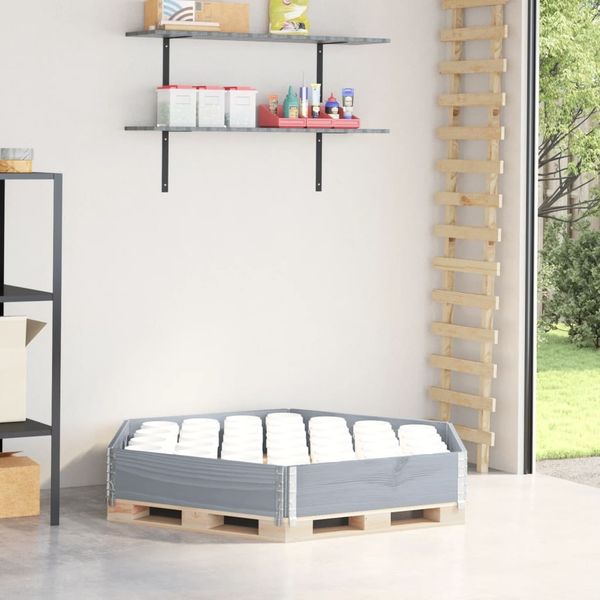 vidaXL Paletten-Aufsatzrahmen Grau 160x160 cm Massivholz Kiefer 4010319