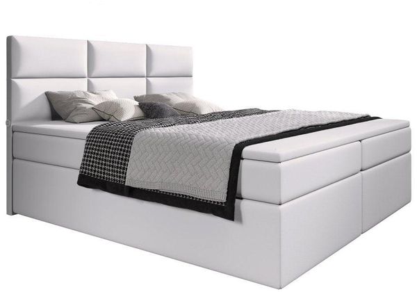 Boxspringbett Carre mit USB-Anschluss 200x200 Weiß H4 (100kg+)