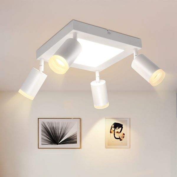 ZMH LED Deckenlampe 4 Flammig Deckenstrahler - Deckenleuchte Weiß 3000k 20W Deckenspot GU10 Modern Eckig Küchenlampe Schwenkbar 350° für Wohnzimmer Schlafzimmer Büro