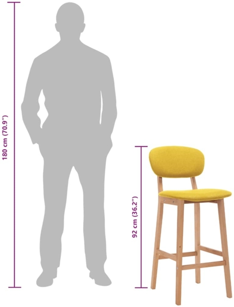 vidaXL 2-er Set Barhocker, Stoff Senfgelb, [289374] Bild 8