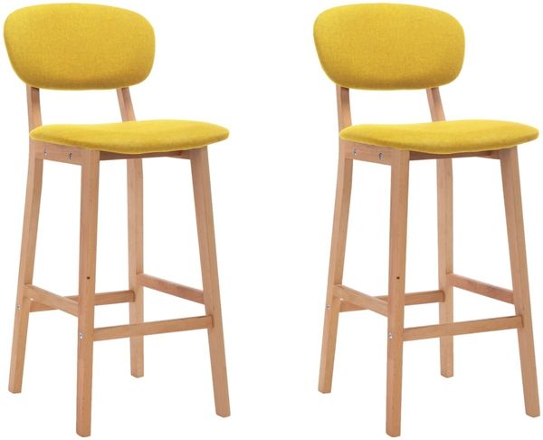 vidaXL 2-er Set Barhocker, Stoff Senfgelb, [289374]
