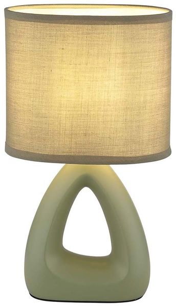 LED Tischleuchte, Keramik Textil, grün, H 30 cm