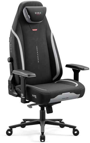 Diablo Ergonomischer Gaming Stuhl Stoff X.Eye Prime Pc Stuhl mit Magnet-Kopfstütze Gaming Sessel Kühlfunktion Gaming Stuhl Ergonomisch Strapazierfähiger Stoff Gaming Chair 140 kg Burned Black