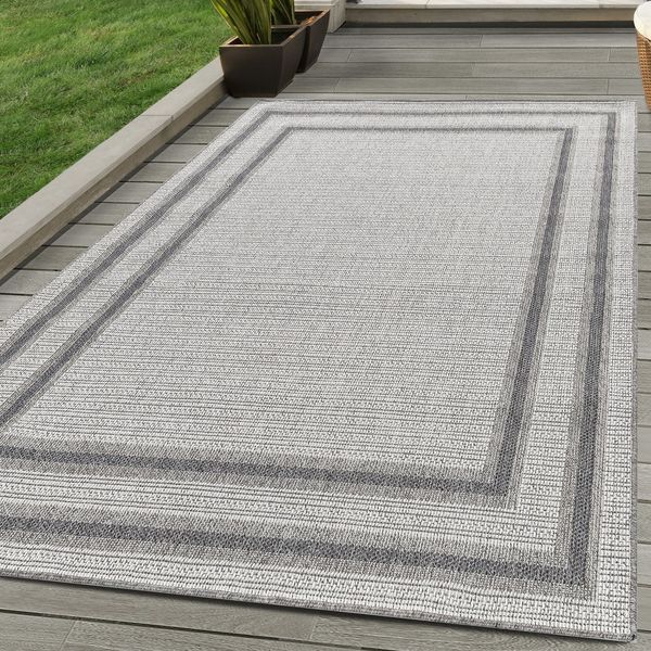 Carpettex Outdoorteppich Bordüre Design, Läufer, Höhe: 7 mm, Outdoor Teppich Bordüre Design Wetterfest für Terrasse Balkon Küche