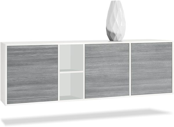 Vladon Kommode Cuba - Weiß matt/Avola-Anthrazit - Modernes Sideboard für Ihr Wohnbereich - (BxHxT) 182 x 53 x 35 cm
