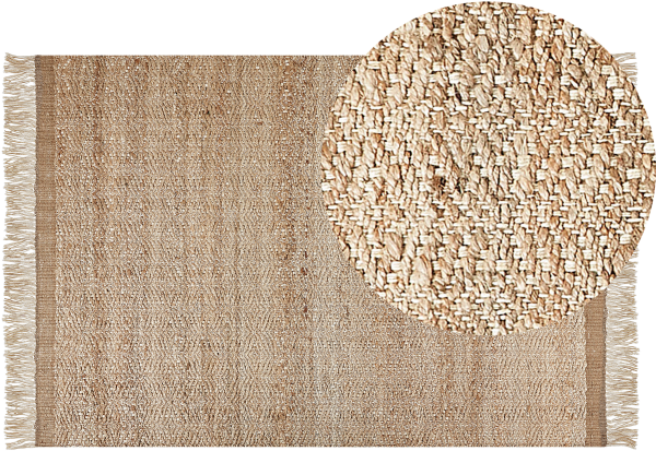 Teppich Jute beige geometrisches Muster 140 x 200 cm Kurzflor ABANA