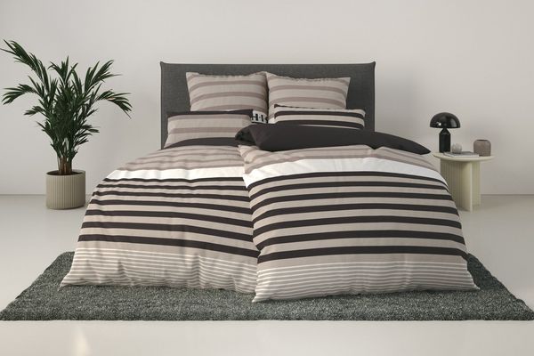OTTO home Bettwäsche Majoran, Polycotton recycelt, 2 teilig, gestreifte Bettwäsche, Marke H.I.S by OTTO home