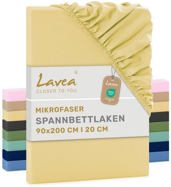 Lavea Spannbettlaken Bettlaken, Spannlaken Mikrofaser, 180x200 cm, 200x200 cm, (1 Stück), kühlend & atmungsaktiv, schnelltrocknend, weich, pflegeleicht