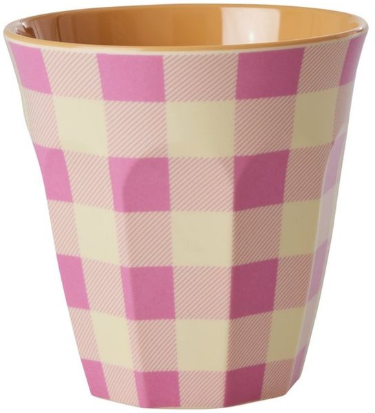 rice Becher Rice Melamin Becher Medium Pink mit Streifen Muster, 1-tlg, Melamin