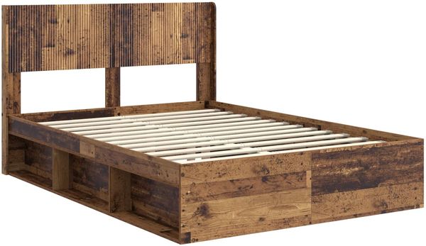 vidaXL Bettgestell mit Stauraum und Kopfteil Altholz 150 x 200 cm 3414201 Bild 4