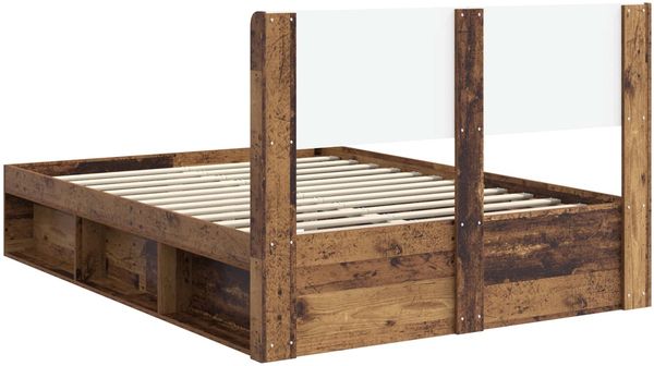 vidaXL Bettgestell mit Stauraum und Kopfteil Altholz 150 x 200 cm 3414201 Bild 7