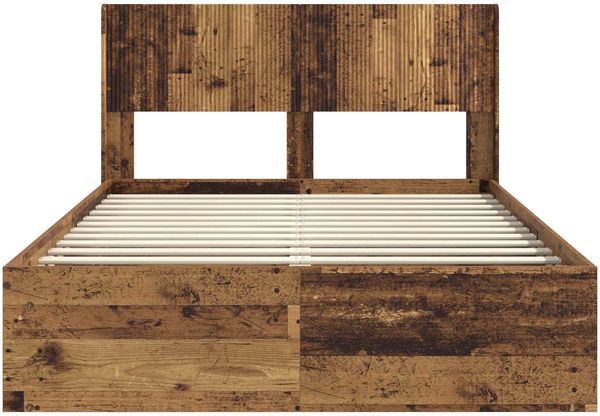 vidaXL Bettgestell mit Stauraum und Kopfteil Altholz 150 x 200 cm 3414201 Bild 5