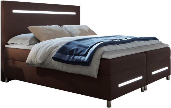 Boxspringbett Saziro LED, Braun, 180 x 200 cm