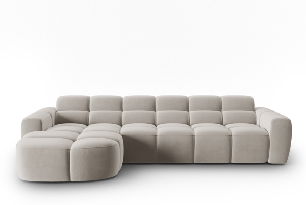 Micadoni Ecksofa Lisa 4-Sitzer Links Samtstoff Casino Helles Beige