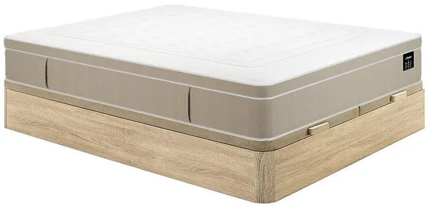 Vente-unique - CIREVA Mattress and bed base set StoffHolz, Platte BeigeWeiß - B 180 cm x H 30 cm x L 200 cm