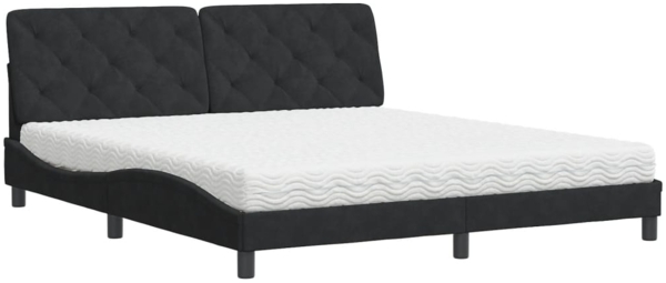 vidaXL Bett mit Matratze Schwarz 180x200 cm Samt 3208672