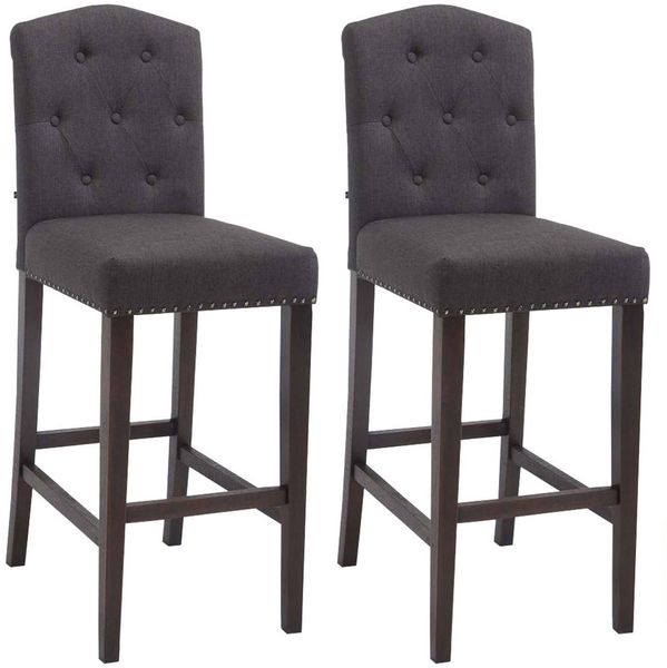 2er Set Barhocker Louise Stoff antik, dunkelgrau