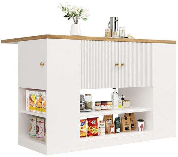 KLAM HOME Kücheninsel Moderne Kücheninsel mit Schubladen und klappbare Tischplatte, (Küchenschrank, Sideboard mit Regalen), Geeignet für Küche, Wohnzimmer, Esszimmer