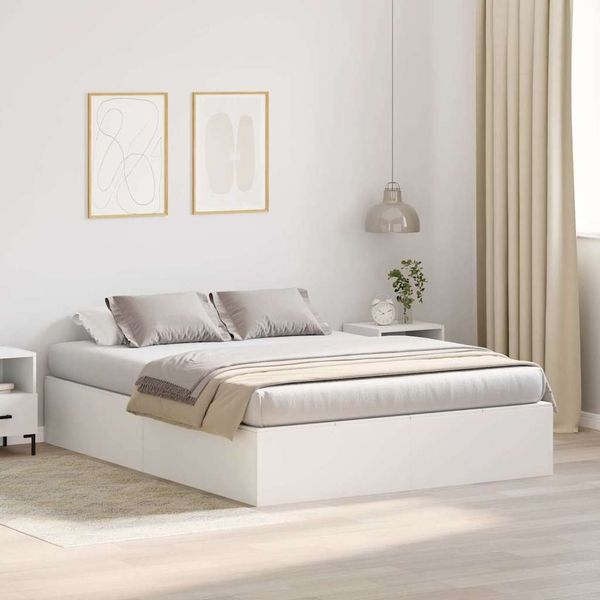 vidaXL Aufbewahrungsbettgestell Weiß 150 x 200 cm Holzwerkstoff 3335381